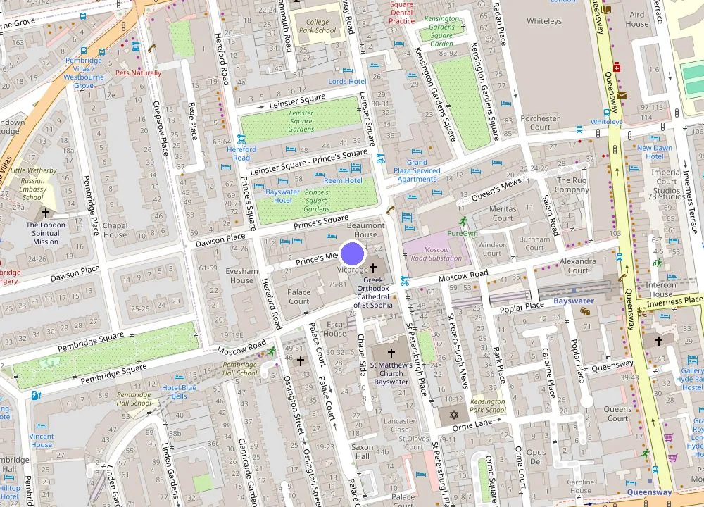 Map: Park Avenue Bayswater Inn Hyde Park